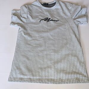 Boohoo Man Striped T-shirt Men's Size Medium White